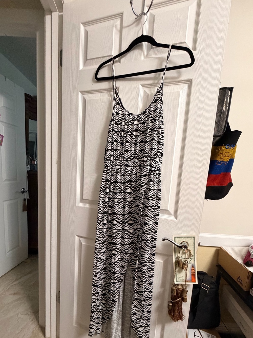 G by Guess Black & White Geometric Maxi Dress